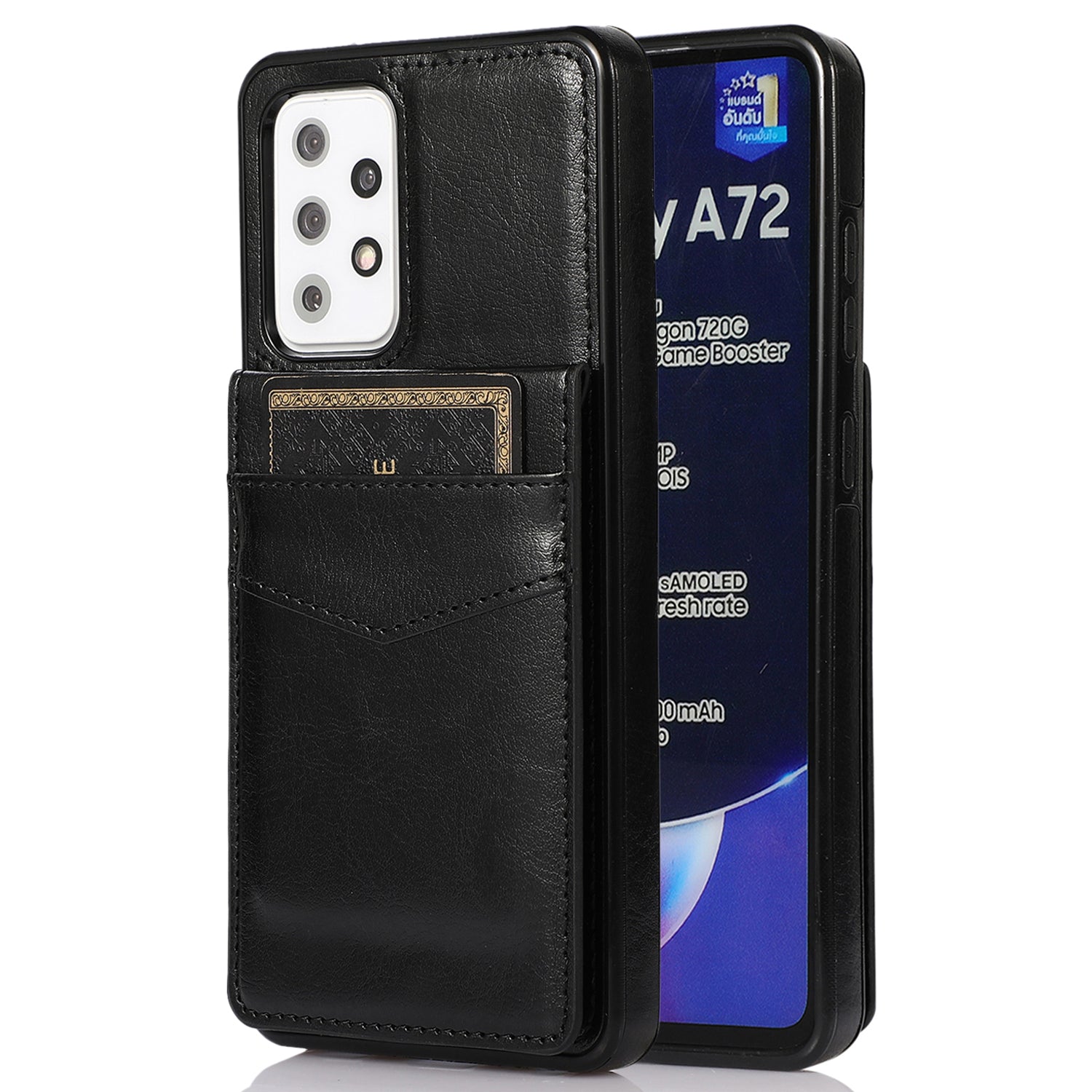 Phone Case For Samsung Galaxy A72 4G / 5G Anti-Dust Card Holder PU Leather TPU Phone Cover Shell with Kickstand Phone Case For Samsung Galaxy A72 4G / 5G Anti-Dust Card Holder PU Leather TPU Phone Cover Shell with Kickstand